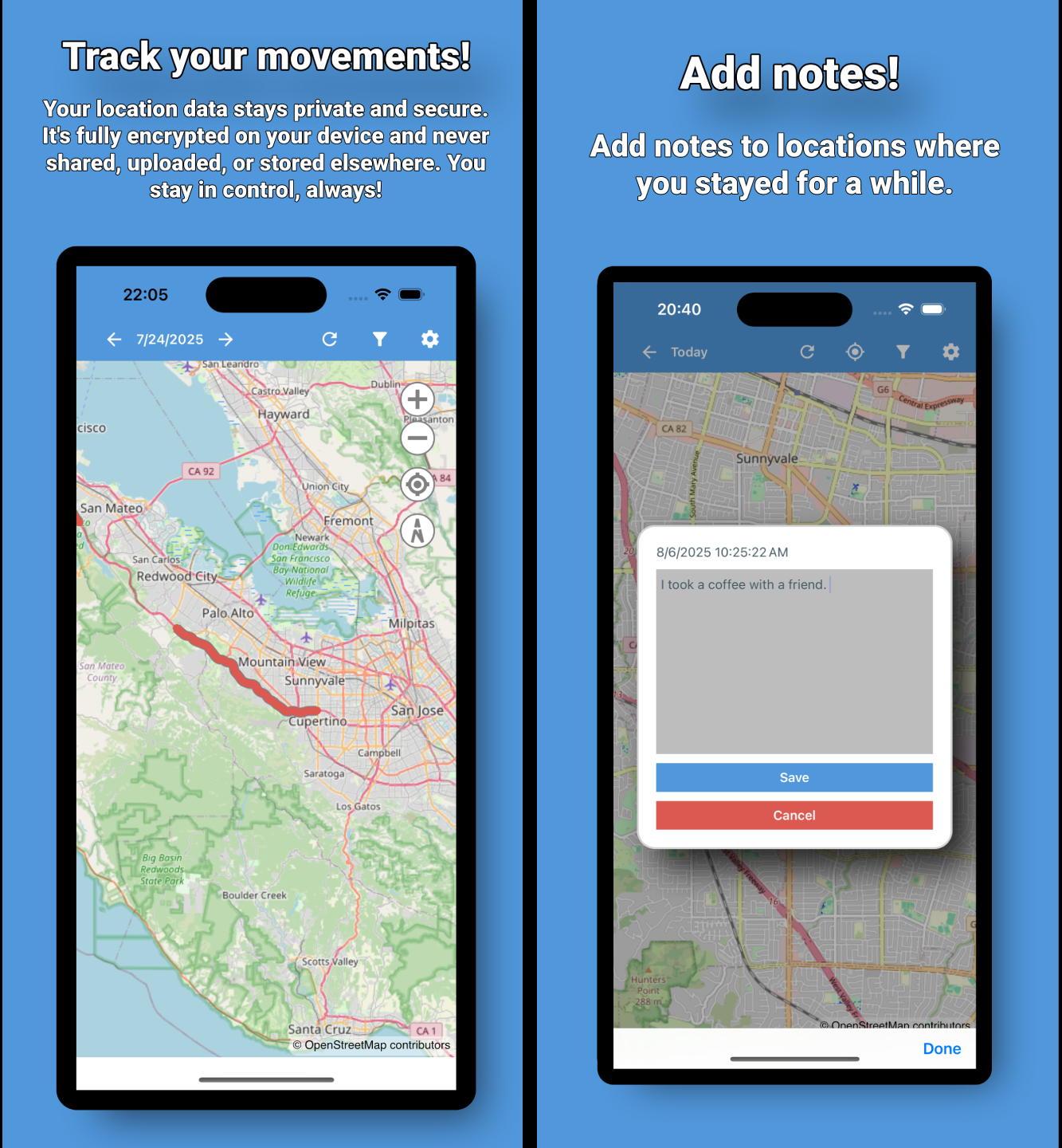 Screenshots from app